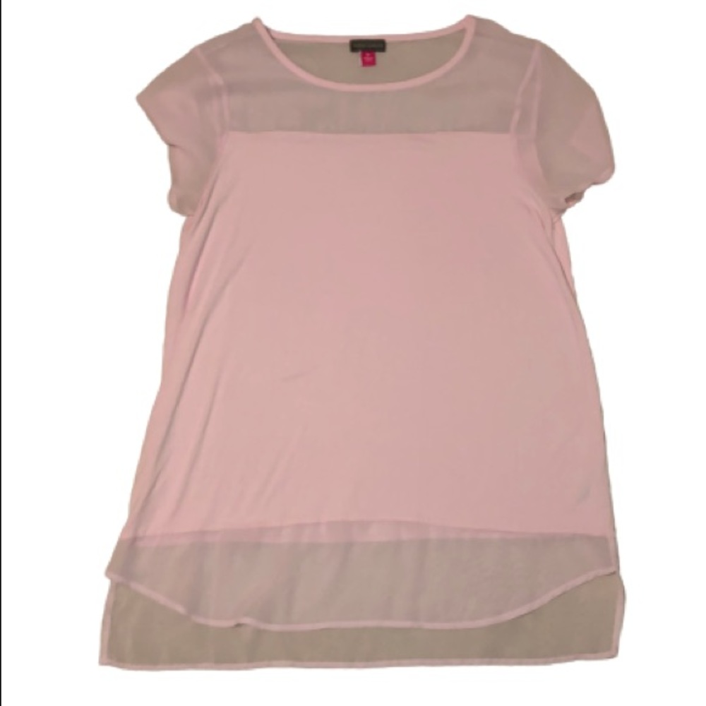 Vince Camuto Pale Pink Sheer Short Sleeve Top